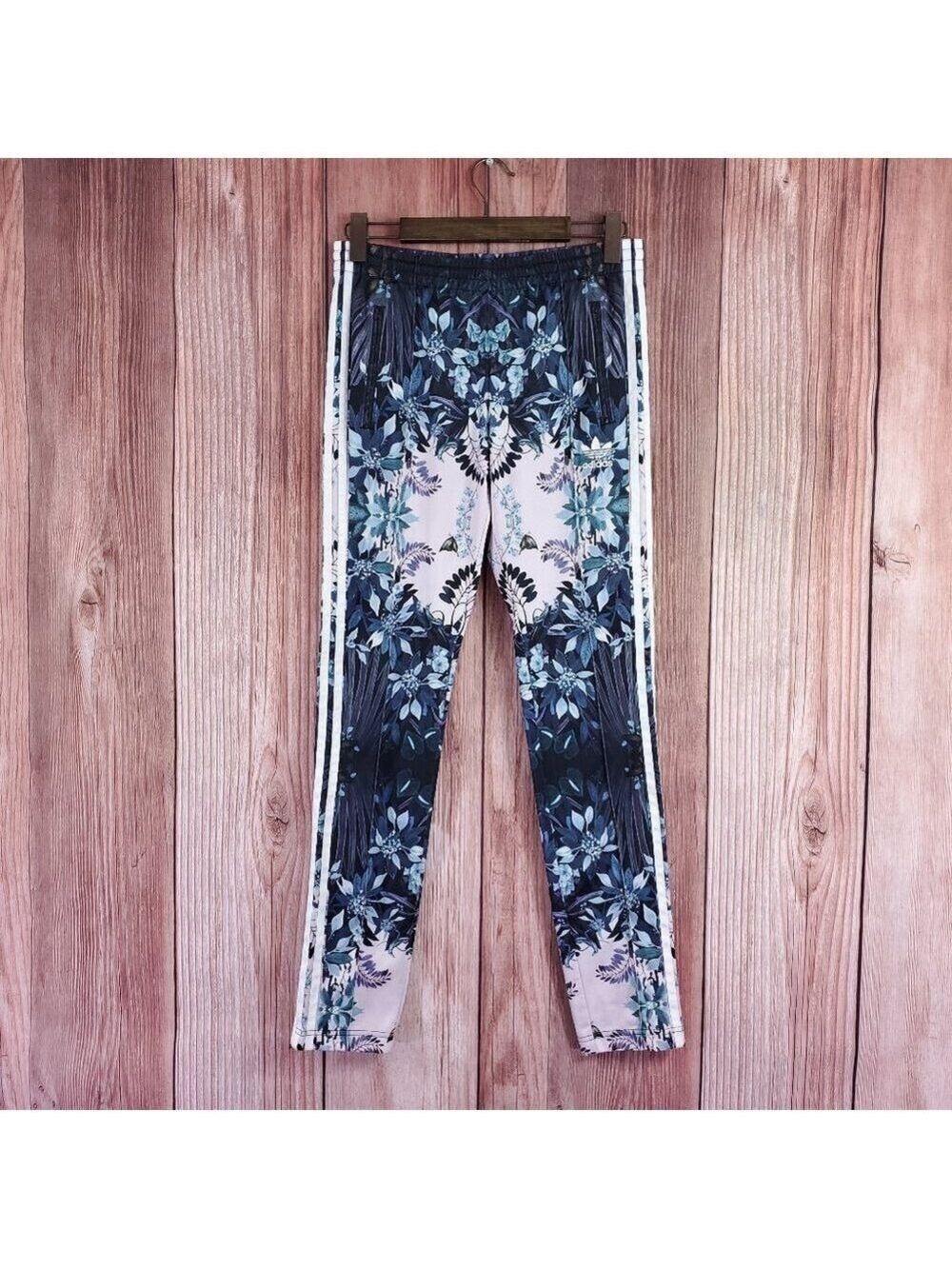 *FLAW Rare Adidas Florera Ice Firebird Slim Track Pants Teal Floral Womens Small